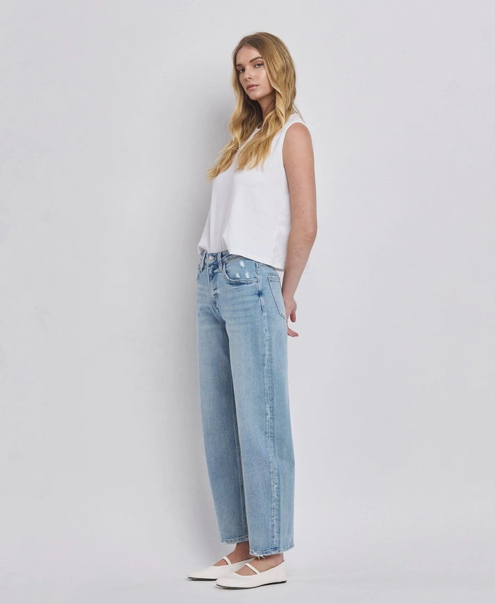 High Rise Light Wash Barrel Leg Jeans