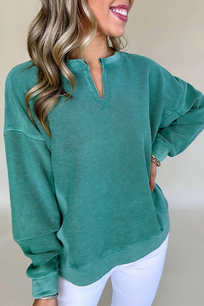 1-Notched Neck Sweatshirt