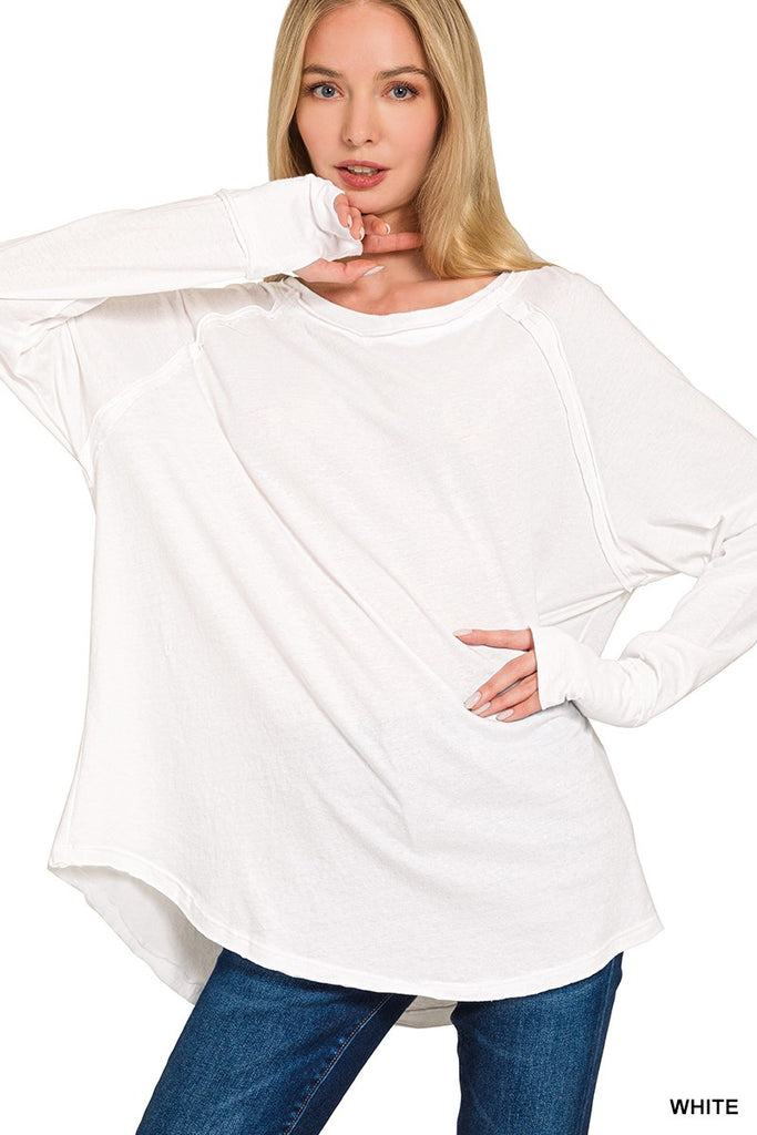 Leah Cotton Raglan Sleeve Thumbhole Top