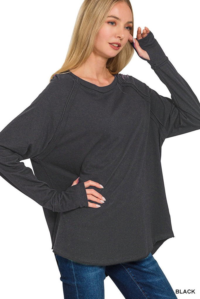 Leah Cotton Raglan Sleeve Thumbhole Top