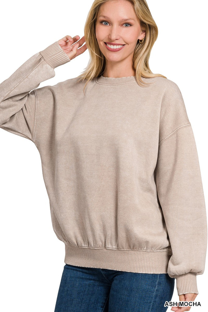 Laura Vintage Wash Fleece Oversized Pullover