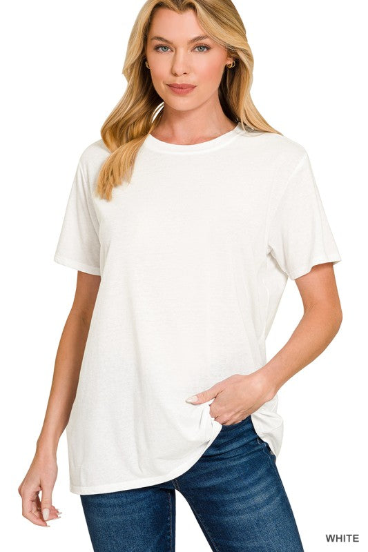 1-Cotton Boyfriend Round Neck Tee