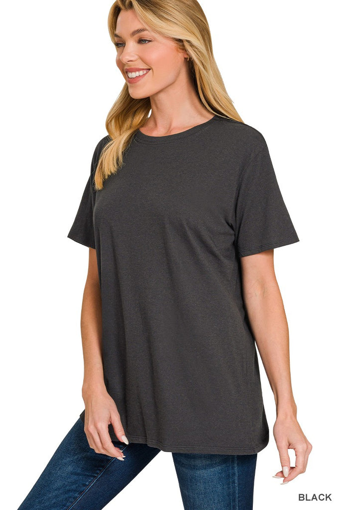 1-Cotton Boyfriend Round Neck Tee