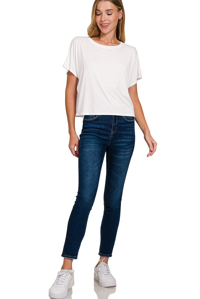 1-CROPPED ROUND NECK TEE