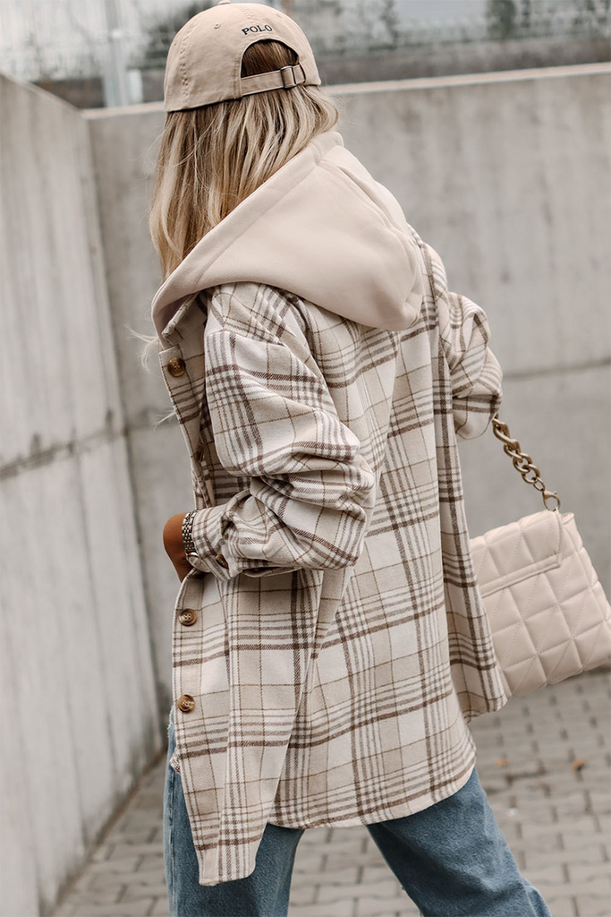 1-Hood Plaid Shacket