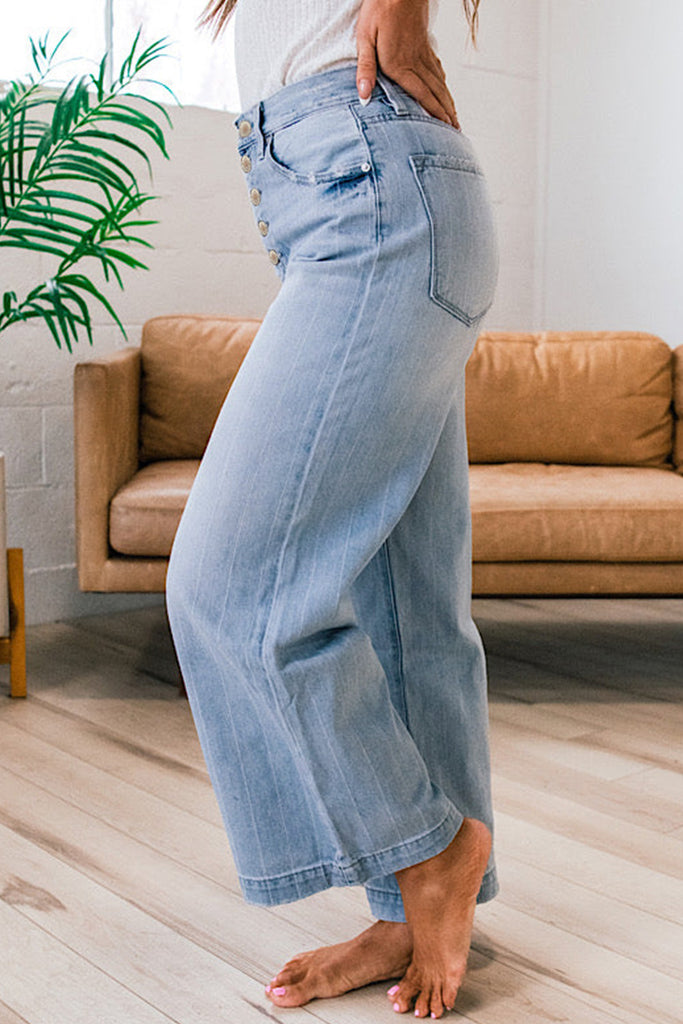 Button Pinstripe Jeans