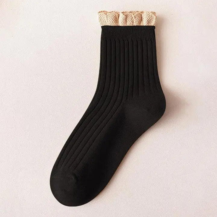 Ruffle Edge Mid-Crew Socks