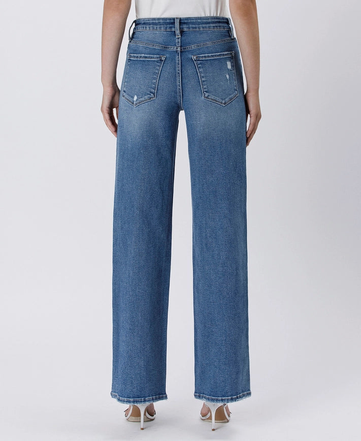 Tummy Control Super High Rise Baggy Wide Jeans
