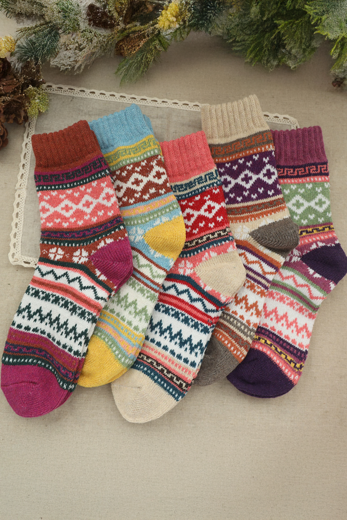 Bohemian Pattern Crew Socks - 2 Pair
