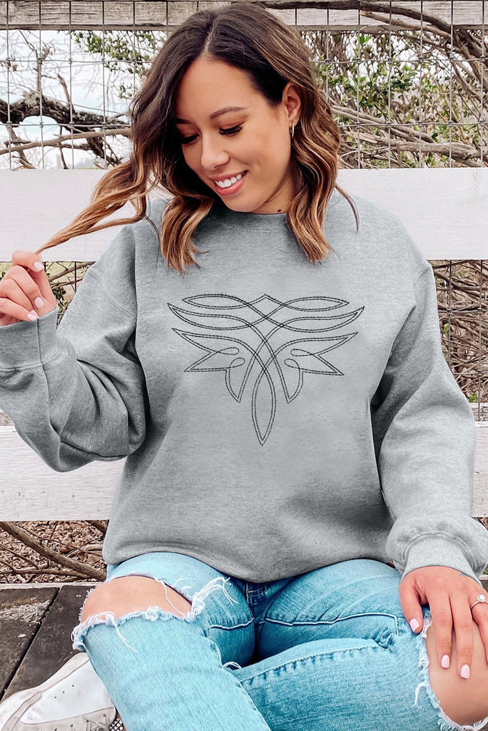 1-Western Embroidered Sweatshirt