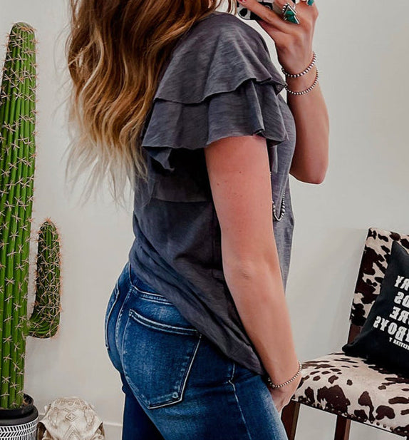 Brittany Ruffle Short Sleeve Top
