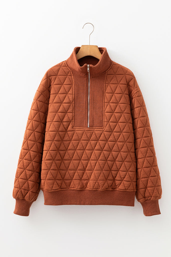 1-Quilted Half Zip Sweatshirt