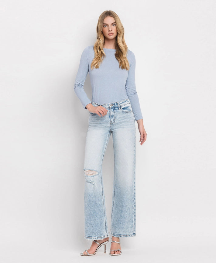 Tummy Control Super High Rise Wide Leg Jeans