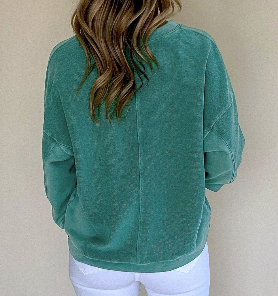 1-Notched Neck Sweatshirt
