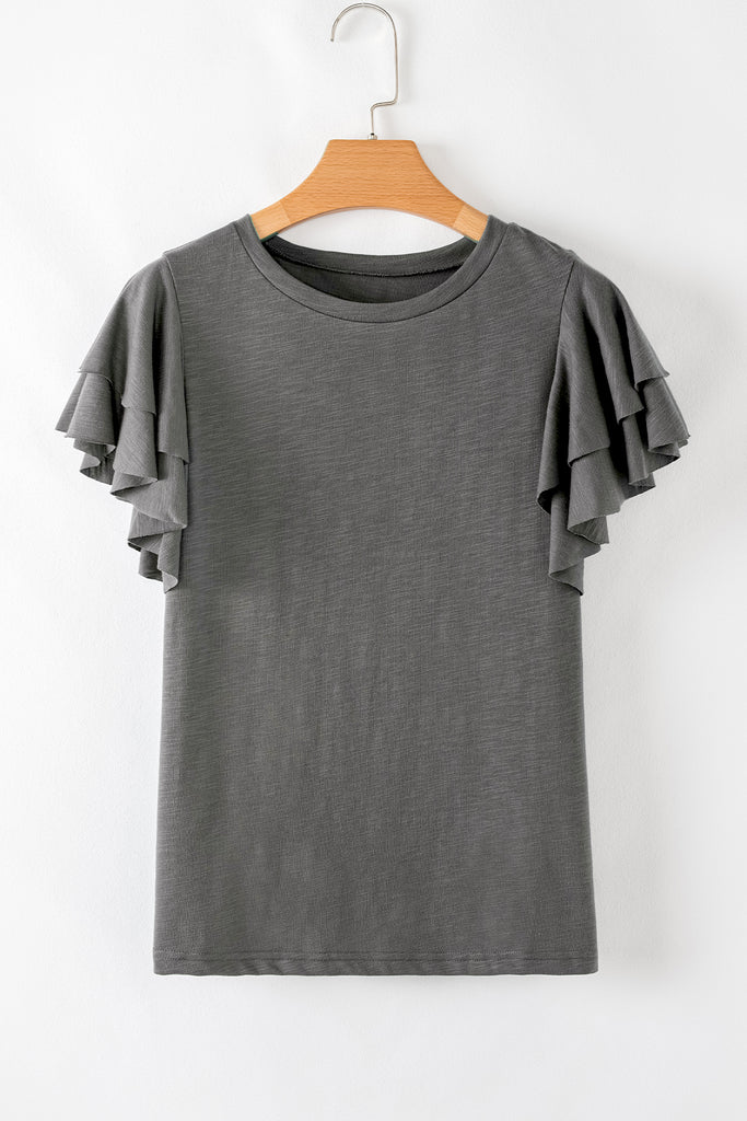Brittany Ruffle Short Sleeve Top