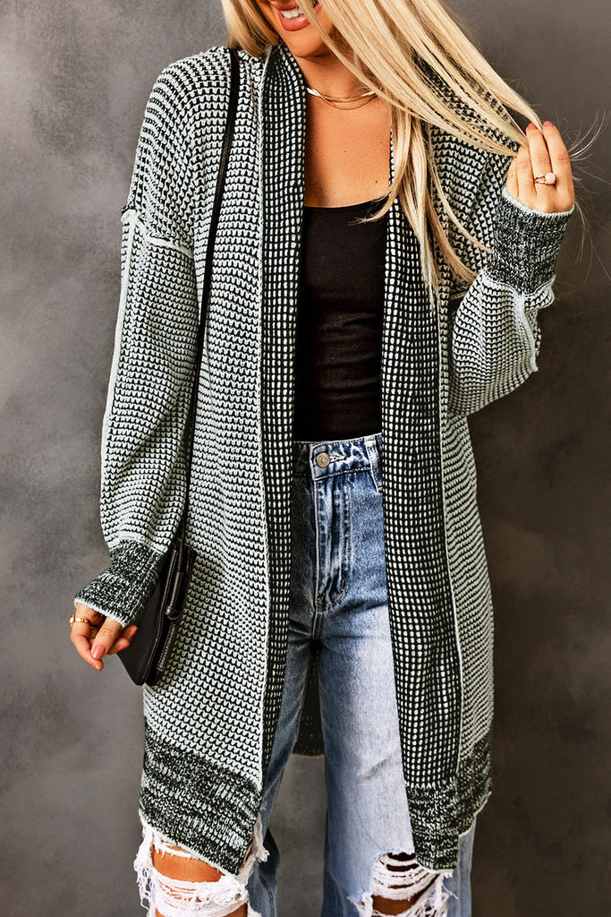 Kelby Plaid Knitted Long Cardigan