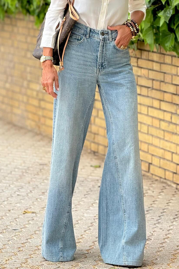 Acid Wash Wide Leg Jeans