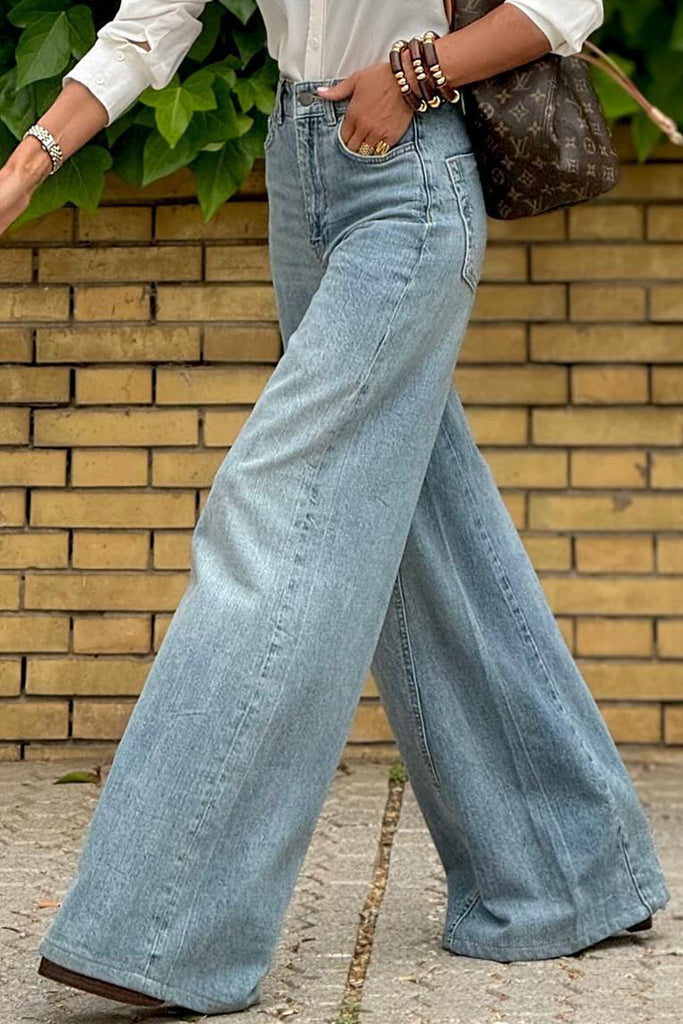 Acid Wash Wide Leg Jeans