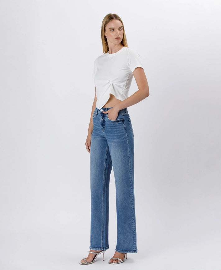 Tummy Control Super High Rise Baggy Wide Jeans