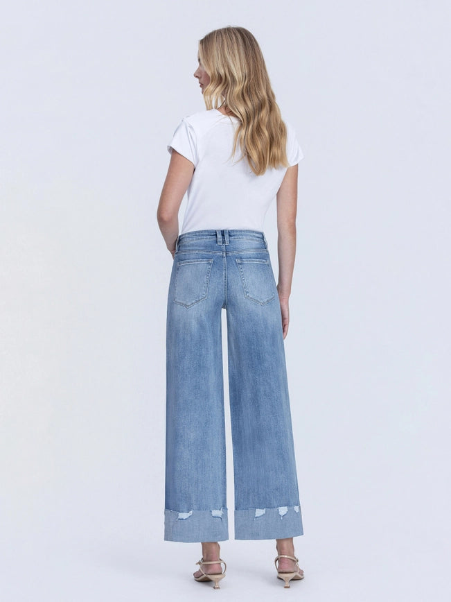 High Rise Cuffed Wide Jeans
