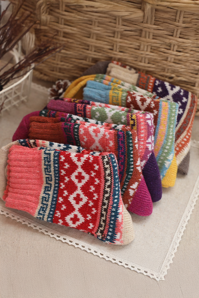 Bohemian Pattern Crew Socks - 2 Pair