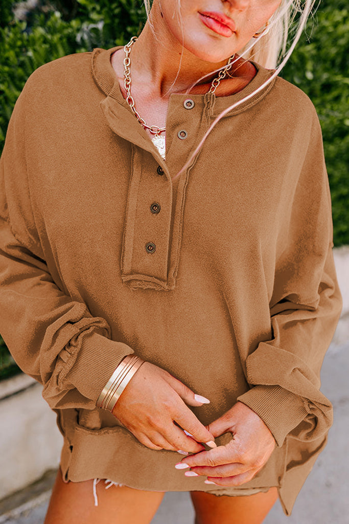 1-Chestnut Henley Sweatshirt
