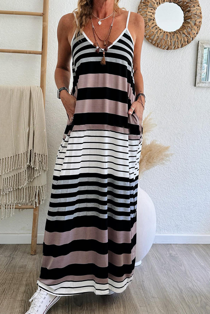 Mixed Stripe Maxi Dress -CLEARANCE