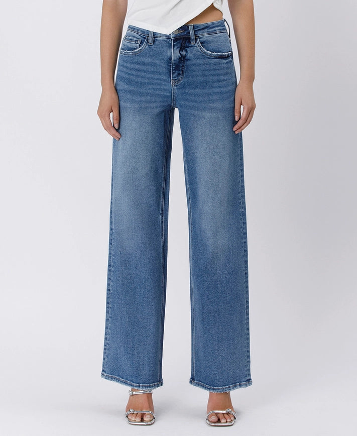 Tummy Control Super High Rise Baggy Wide Jeans