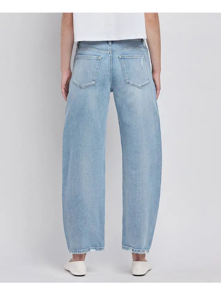 High Rise Light Wash Barrel Leg Jeans