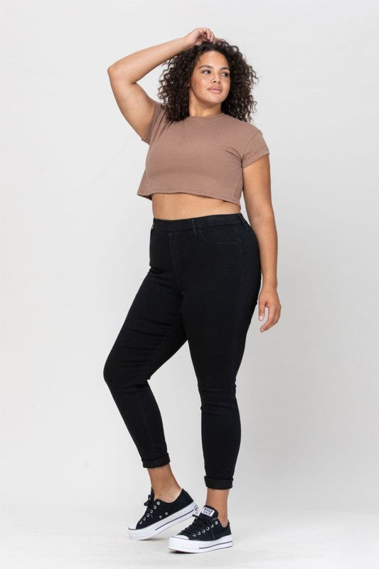 Mid Rise Pull On Crop Skinny, PLUS