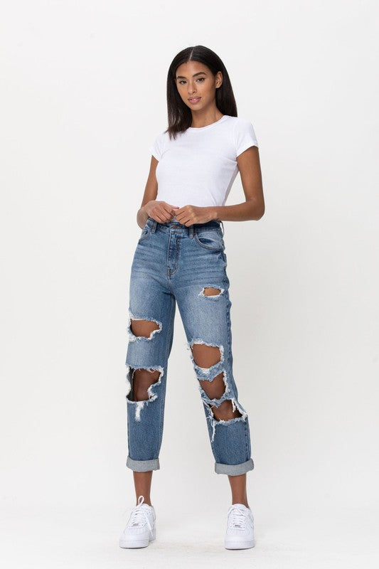 Cello Distressed Mom Jeans