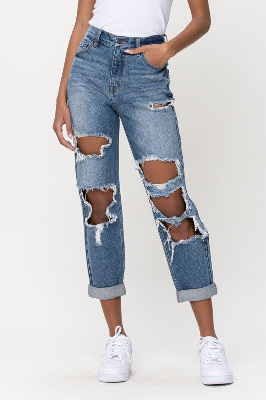 Cello Distressed Mom Jeans