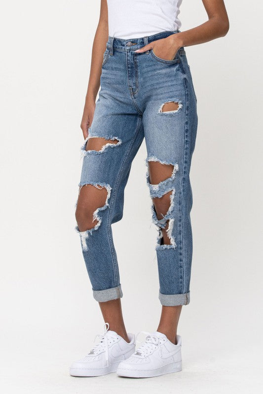 Cello Distressed Mom Jeans