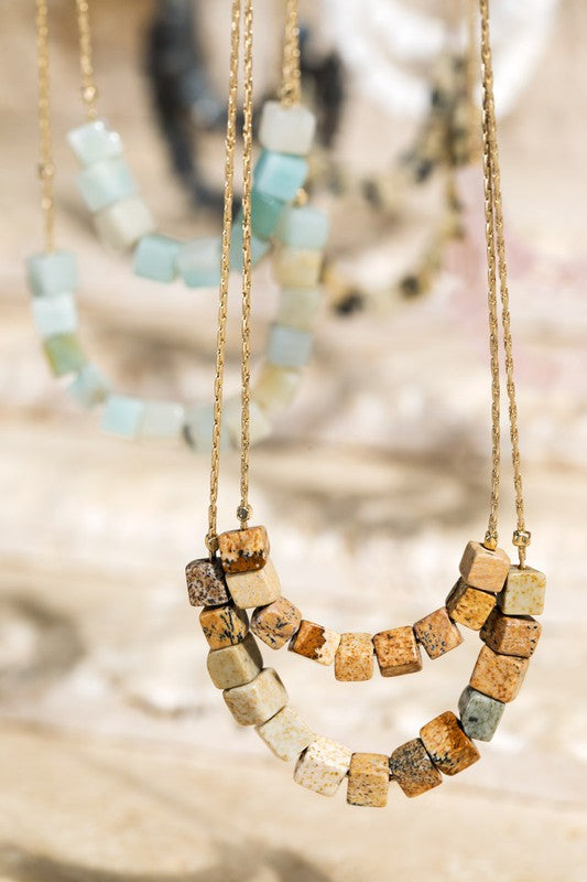 Cube Stone Necklace