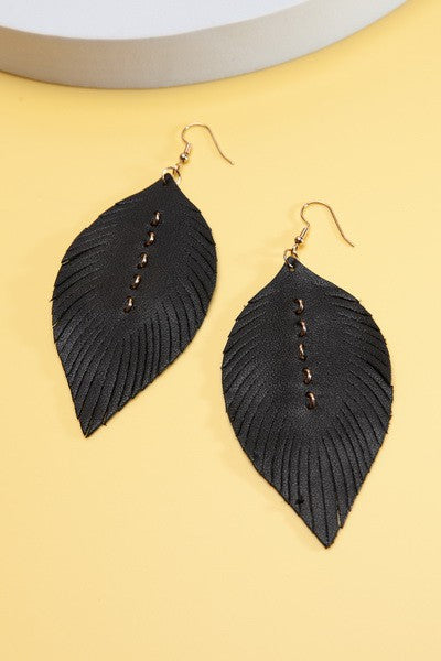 Leather Leaf Earrings