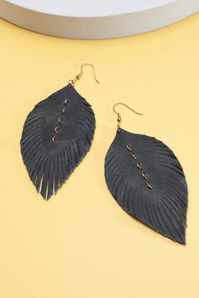 Leather Leaf Earrings