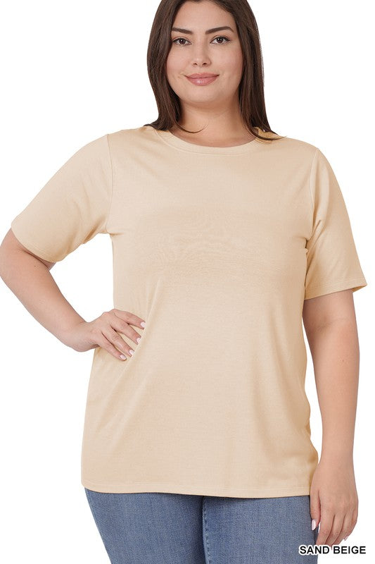 Round Neck Short Sleeve Tee, Plus