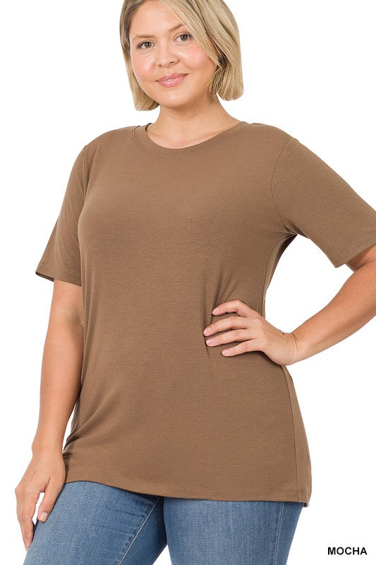 Round Neck Short Sleeve Tee, Plus