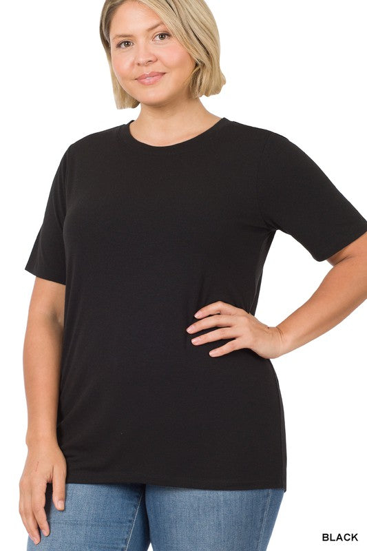 Round Neck Short Sleeve Tee, Plus